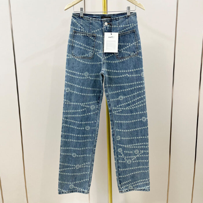 Trendy Pearl Chain Jeans For Women - Image 1